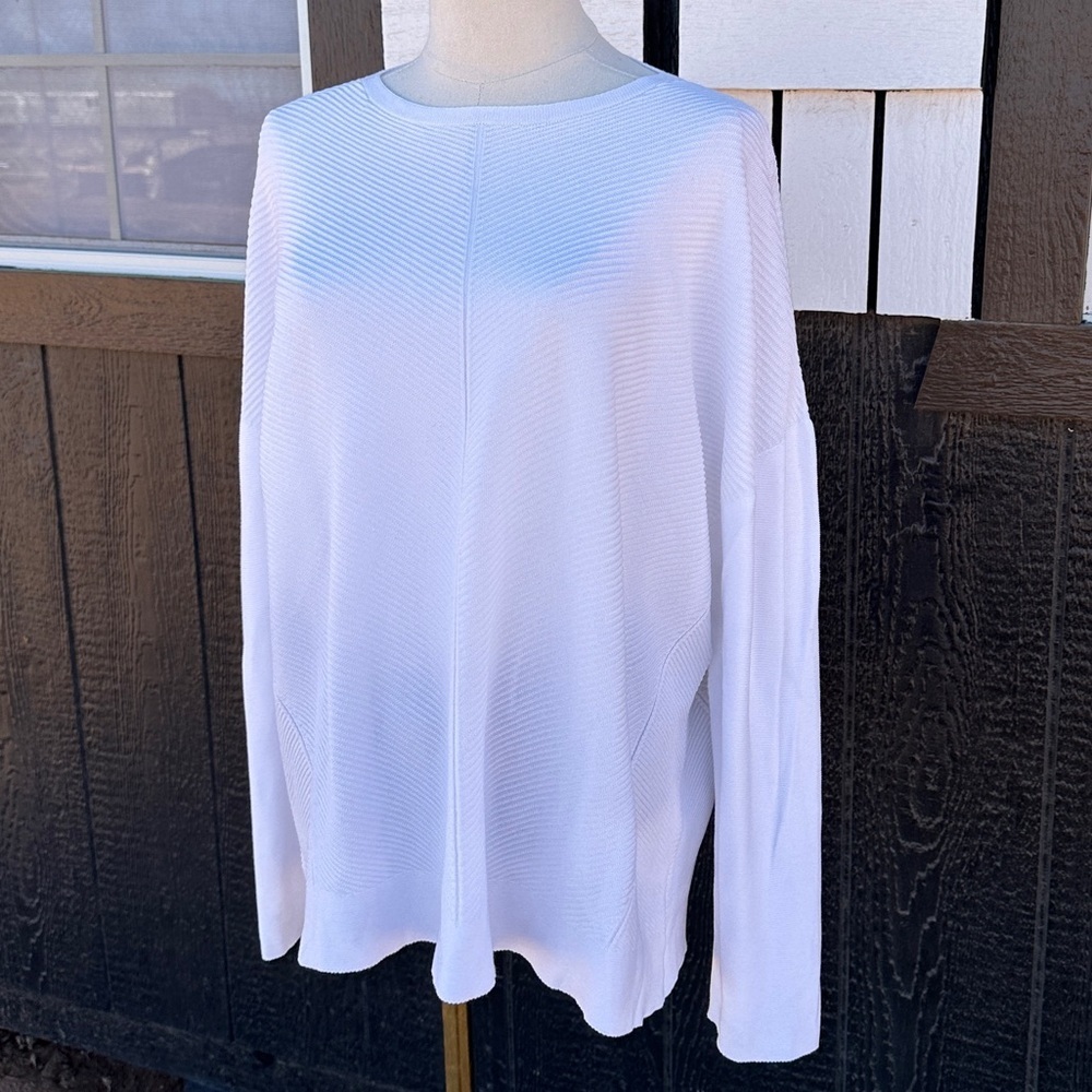 Eileen Fisher women’s XL Ribbed crew scoop neck long sleeve top tencel lyocell - Picture 3 of 7